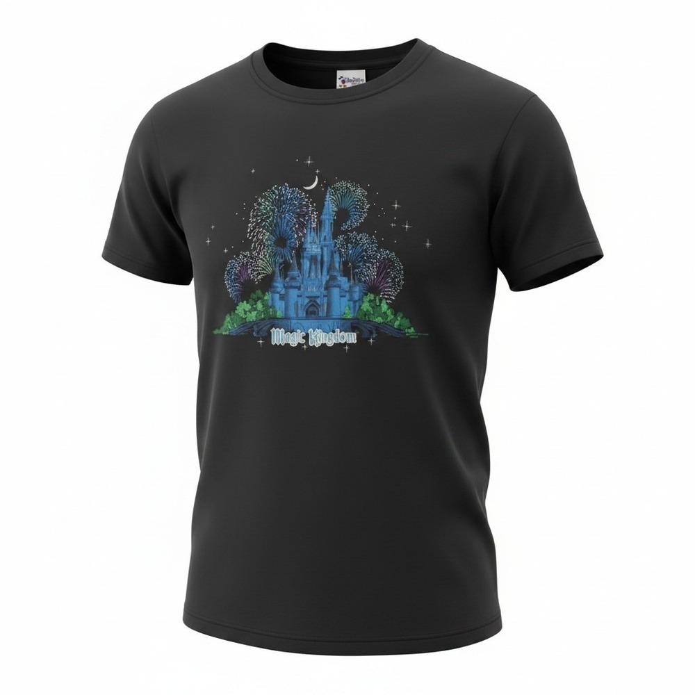 Walt Disney World Magic Kingdom Fireworks Castle T-Shirt Black Mens XL